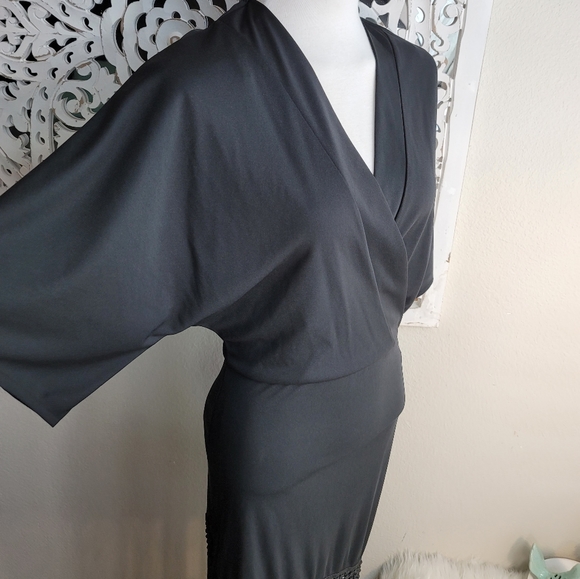 NWOT ZARA BLOGGER FAV MIDI DRESS W ASYMMETRICAL FRINGE & KIMONO SLEEVES Sz: S - Picture 10 of 16